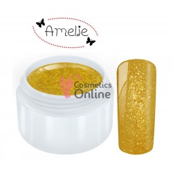 Gel UV Amelie color cu sclipici Extreme Glimmer Gold 5ml + 1 Cutie cu paiete Holografice Cadou